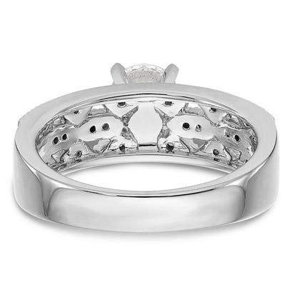 14K White Gold Diamond Peg Set CZ Engagement Ring