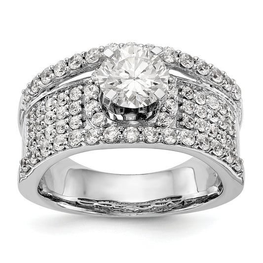14K White Gold Peg Set Diamond Engagement Ring