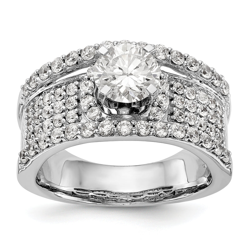 14K White Gold Peg Set Diamond Engagement Ring