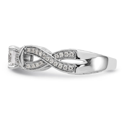 14K White Gold Diamond Peg Set CZ Engagement Ring