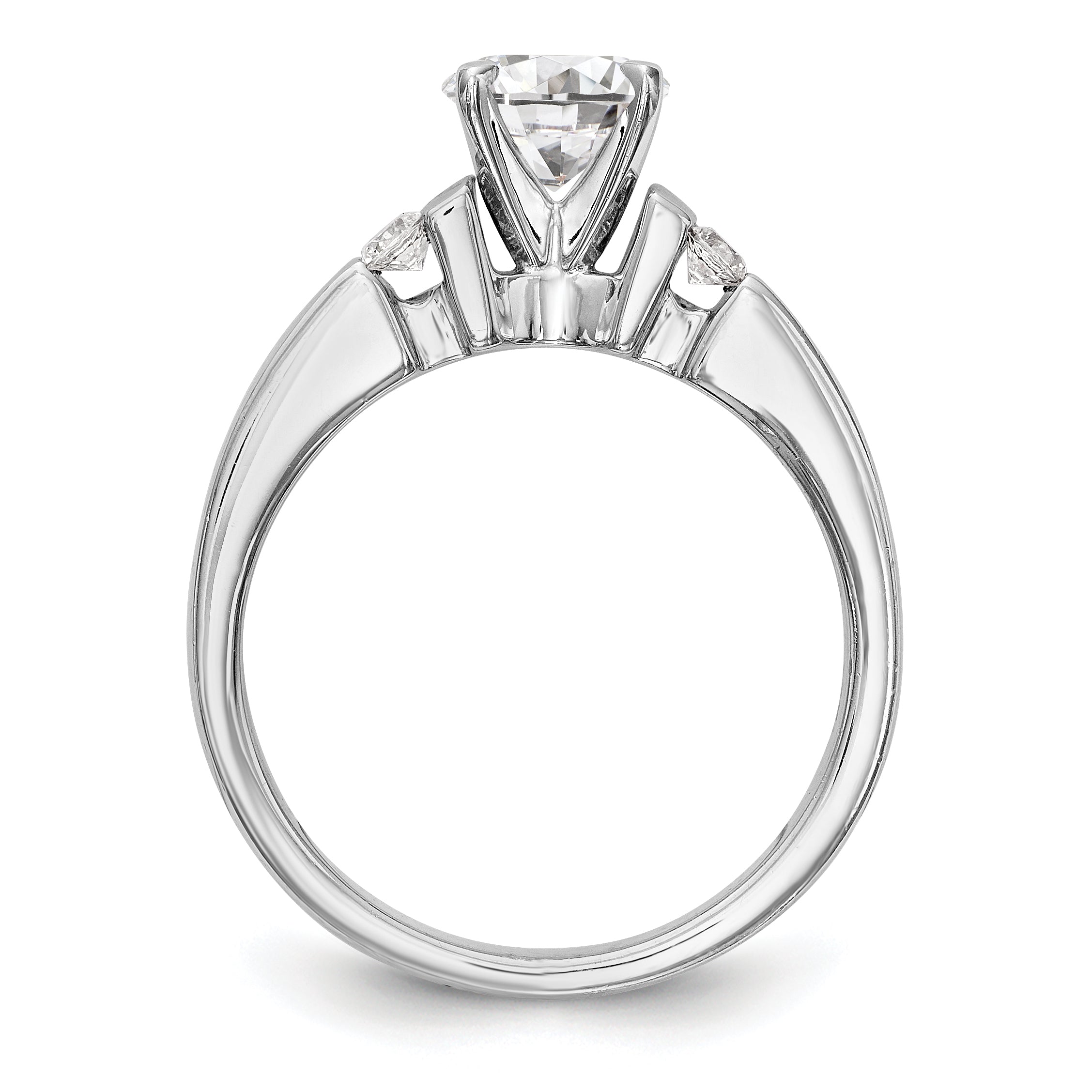 14K White Gold Diamond Peg Set Engagement Ring
