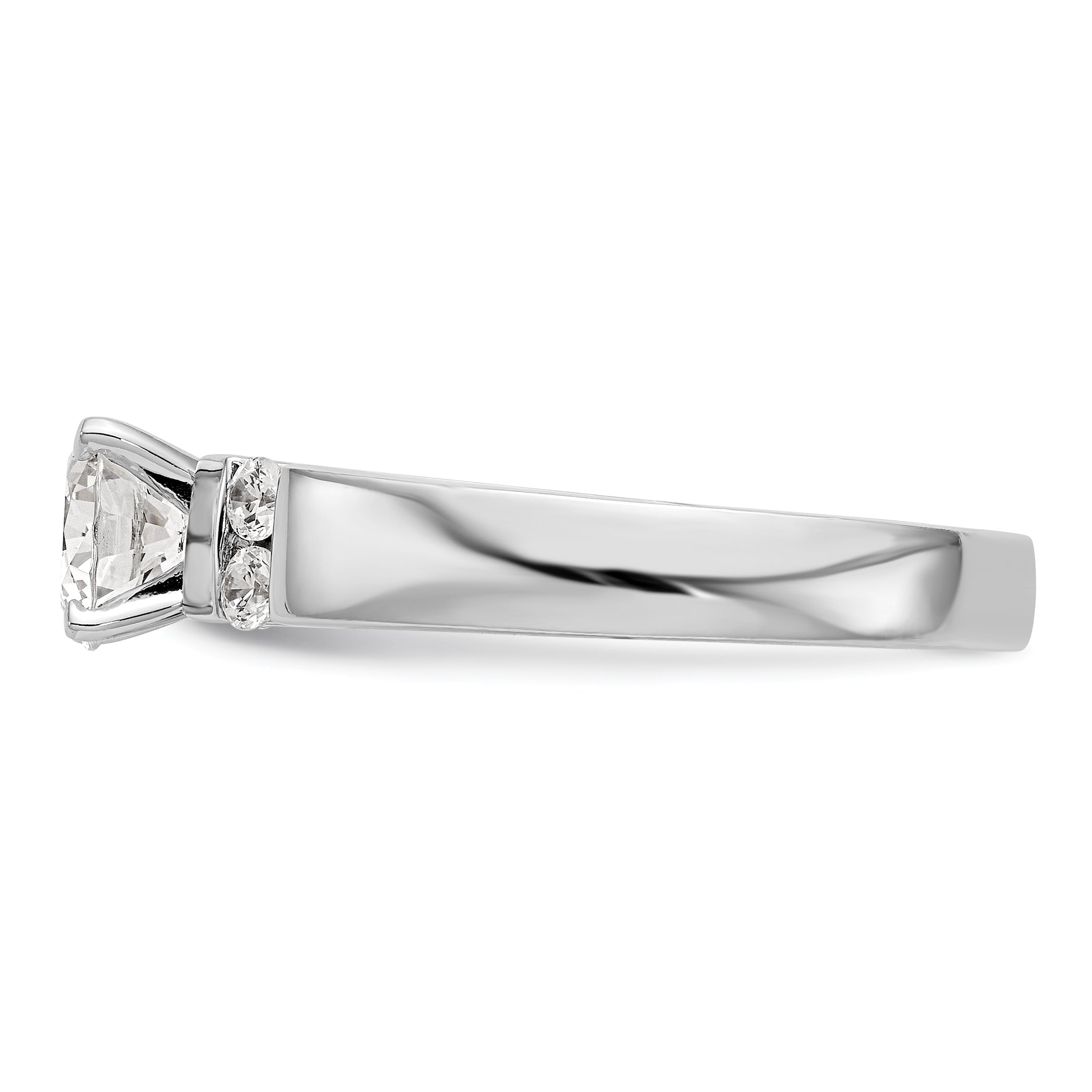14K White Gold Diamond Peg Set Engagement Ring