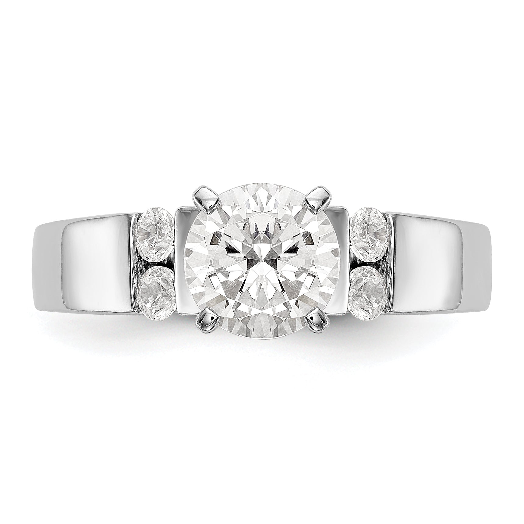 14K White Gold Diamond Peg Set Engagement Ring