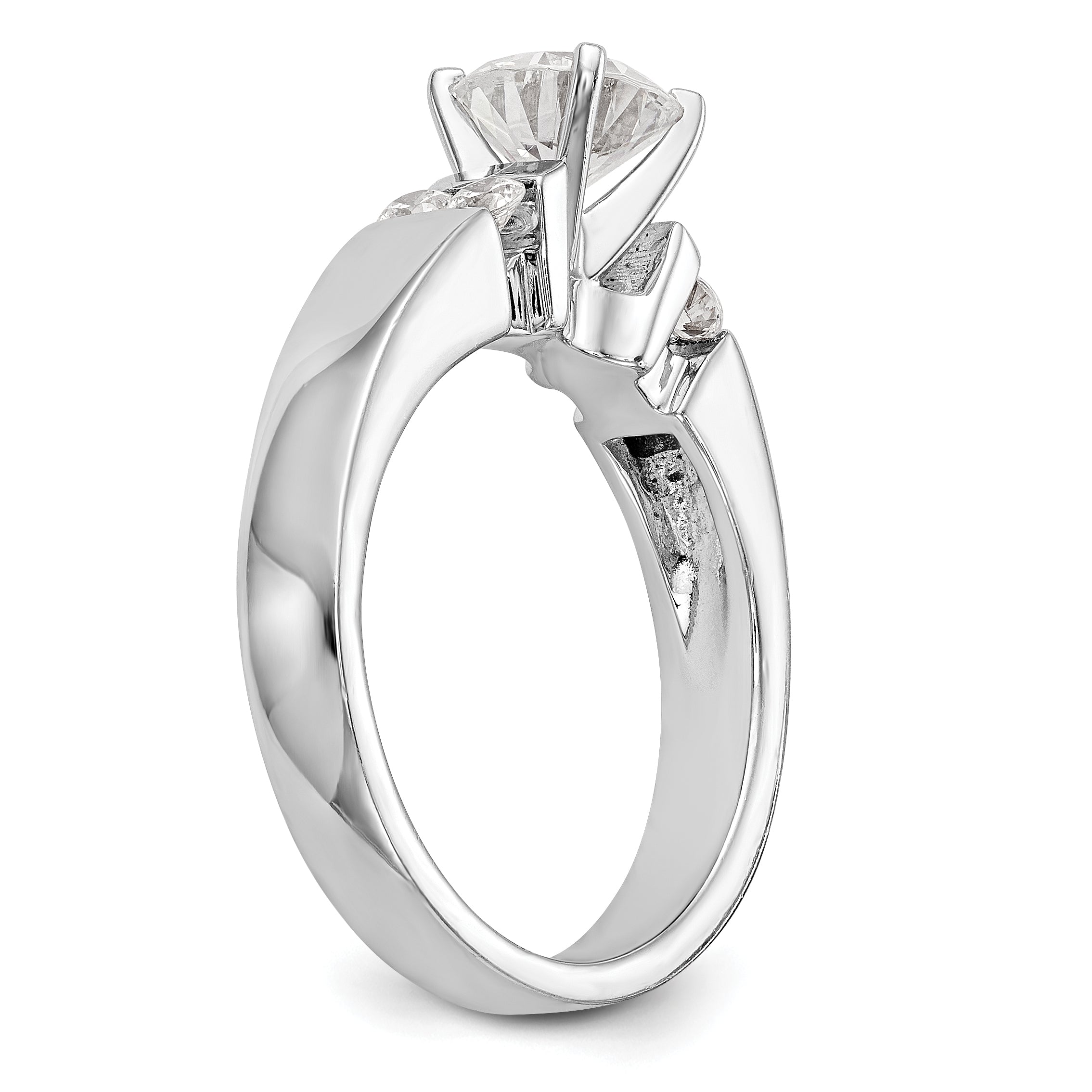 14K White Gold Diamond Peg Set Engagement Ring