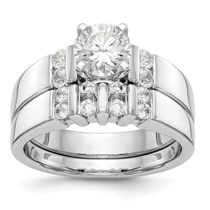 14K White Gold Diamond Peg Set Engagement Ring