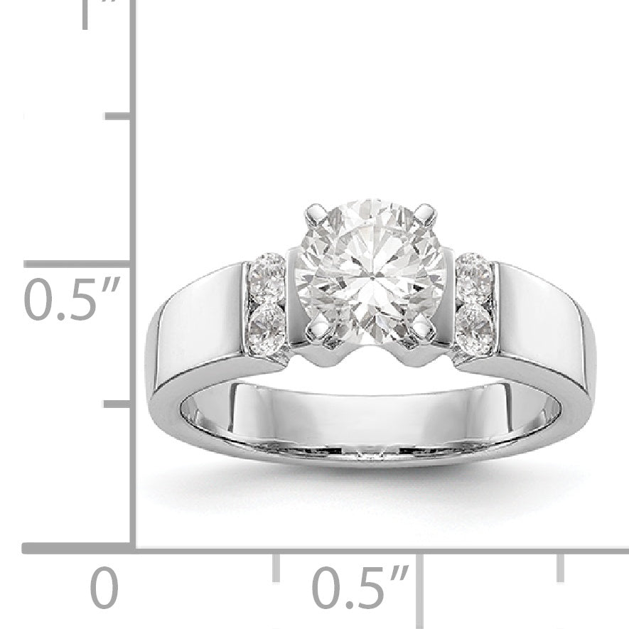 14K White Gold Diamond Peg Set Engagement Ring