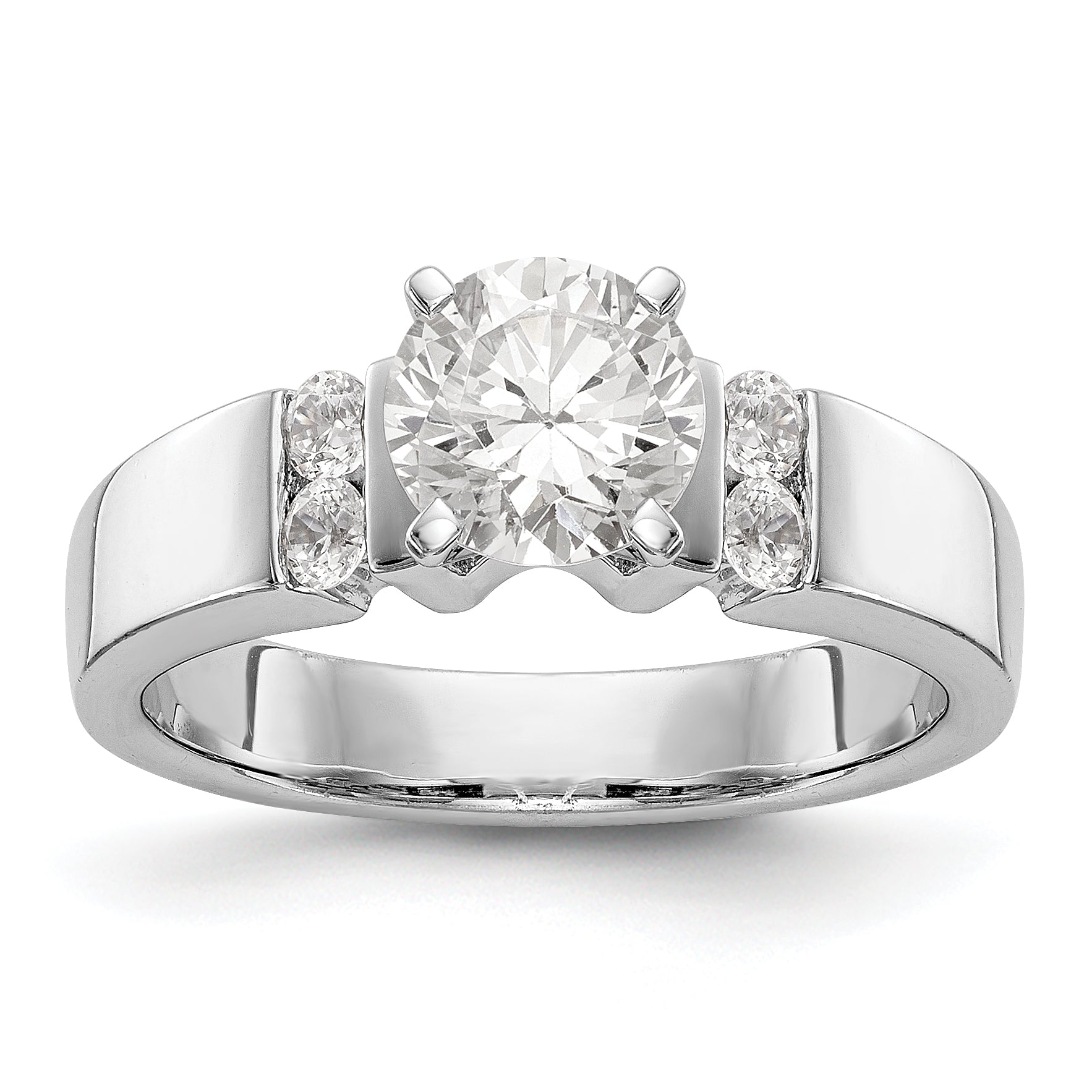 14K White Gold Diamond Peg Set Engagement Ring