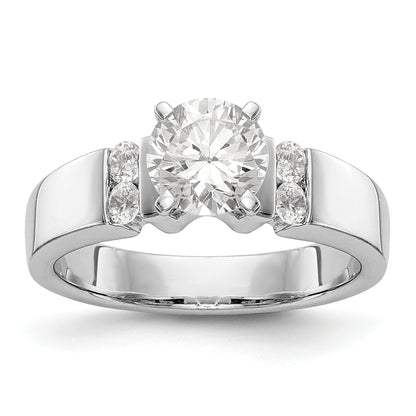 14K White Gold Diamond Peg Set Engagement Ring