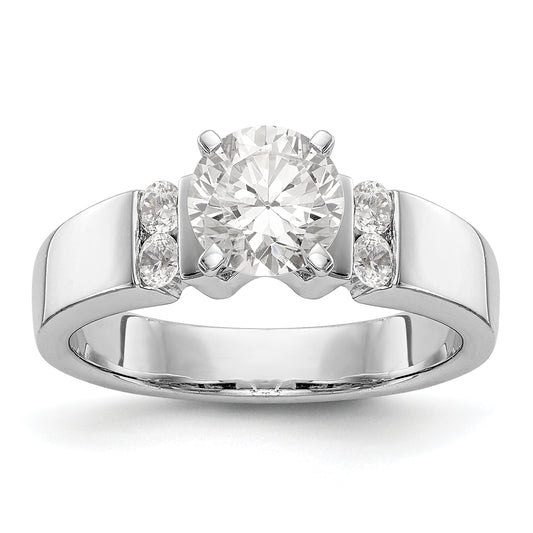 14K White Gold Diamond Peg Set Engagement Ring