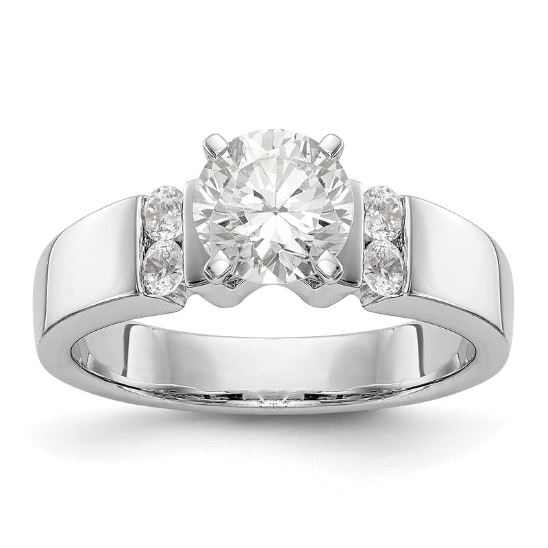14K White Gold Diamond Peg Set Engagement Ring
