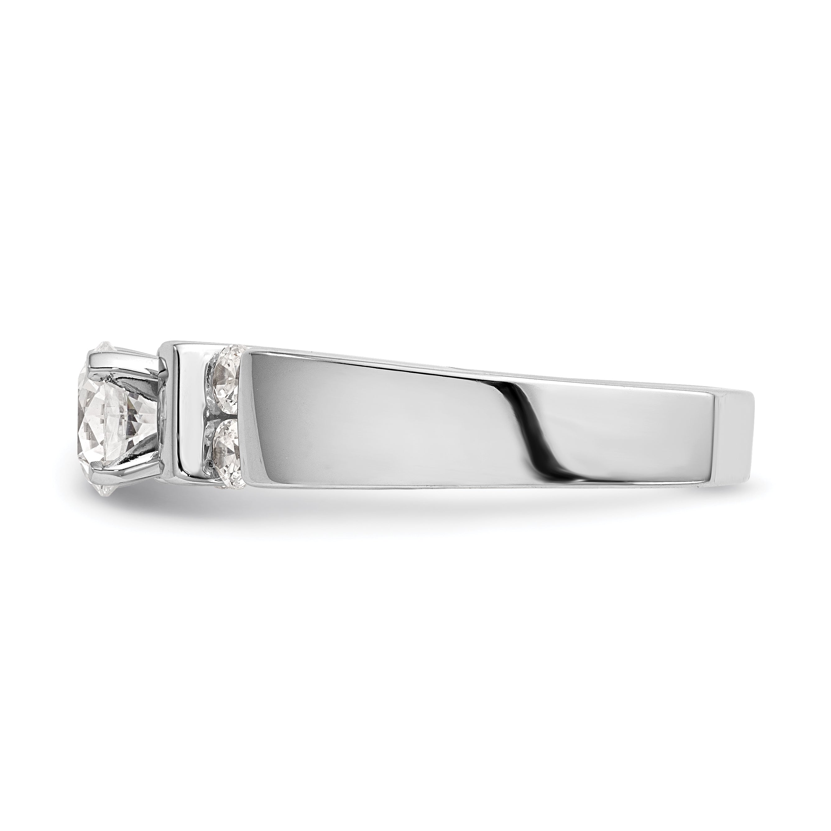 14K White Gold Diamond Peg Set CZ Engagement Ring
