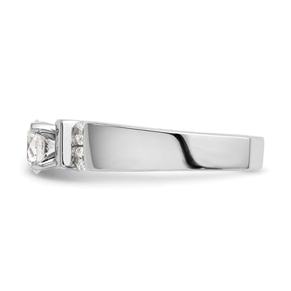 14K White Gold Diamond Peg Set CZ Engagement Ring