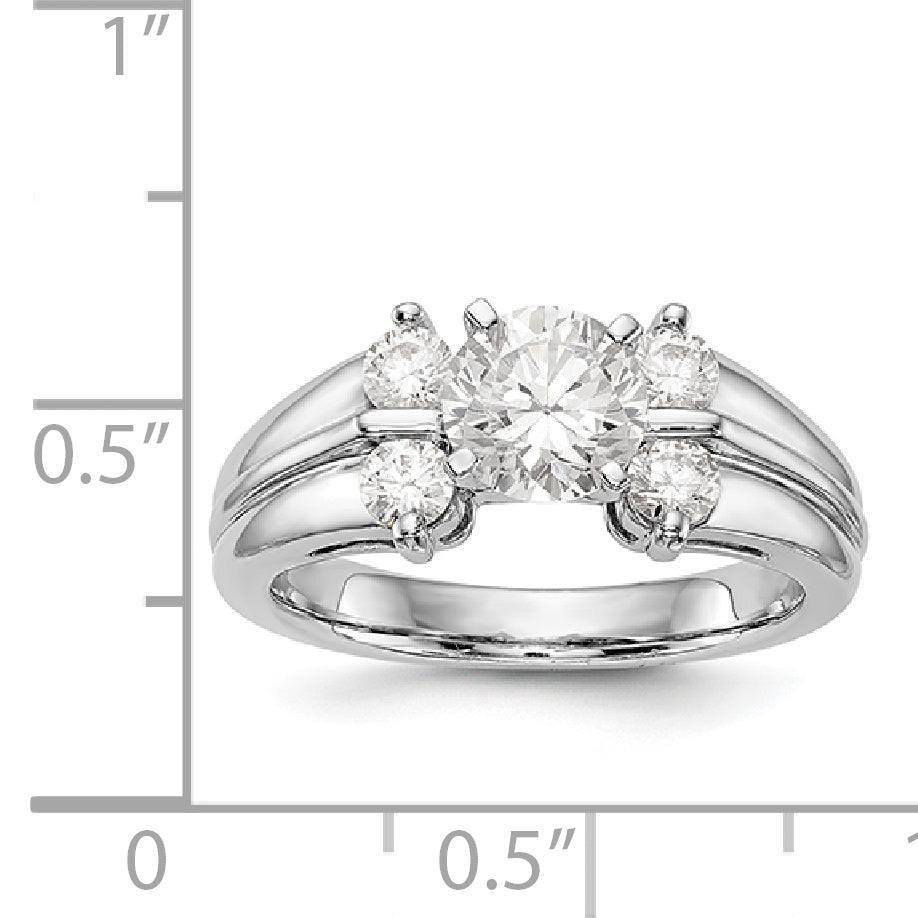 14K White Gold Diamond Peg Set Engagement Ring