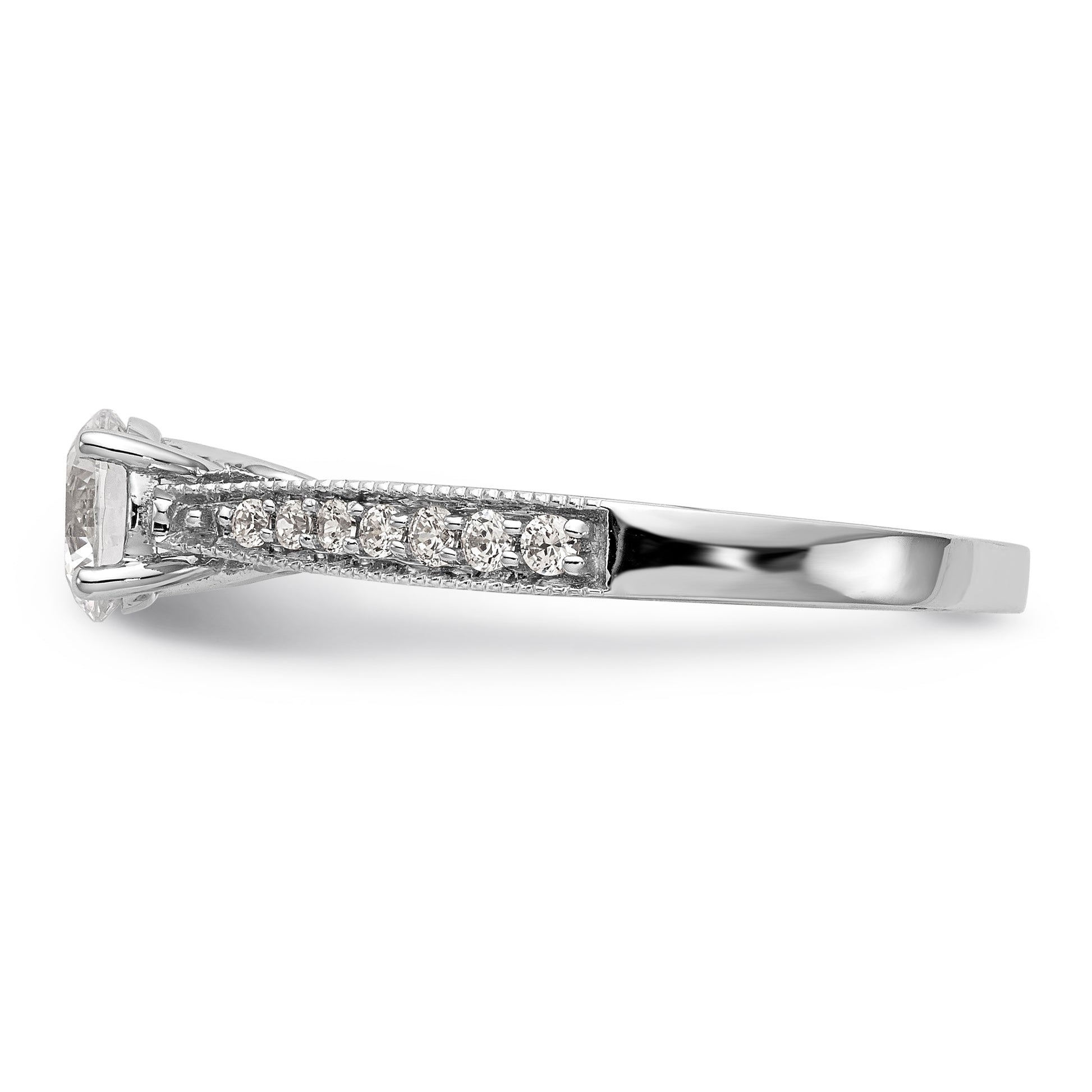 14K White Gold Simulated Diamond Engagement Ring