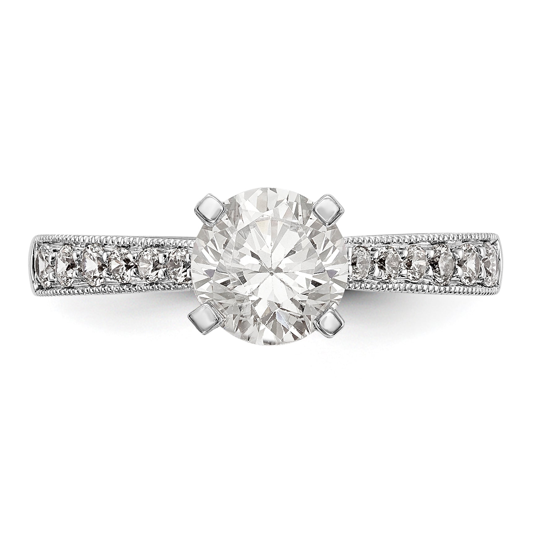 14K White Gold Simulated Diamond Engagement Ring