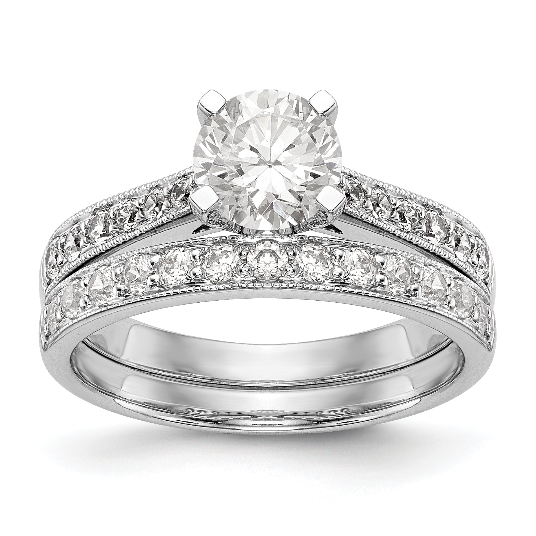 14K White Gold Simulated Diamond Engagement Ring