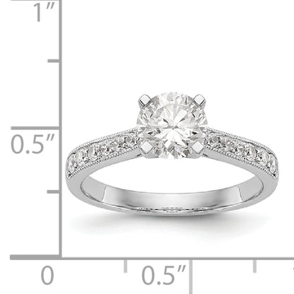 14K White Gold Simulated Diamond Engagement Ring