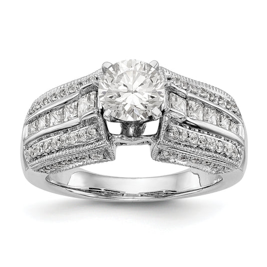 14K White Gold Diamond Peg Set Engagement Ring