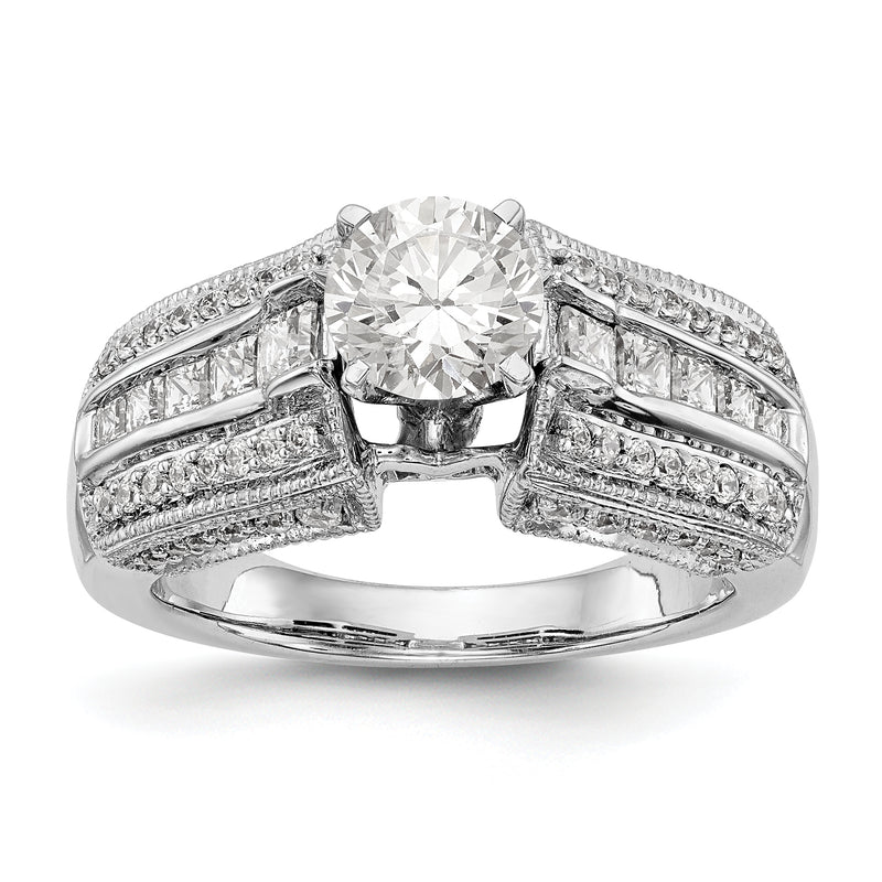 14K White Gold Diamond Peg Set Engagement Ring