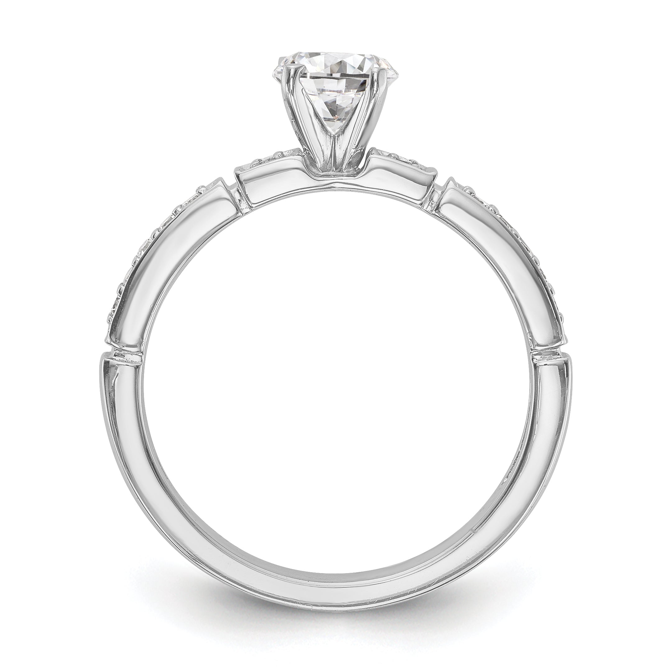 14K White Gold Diamond Peg Set Engagement Ring