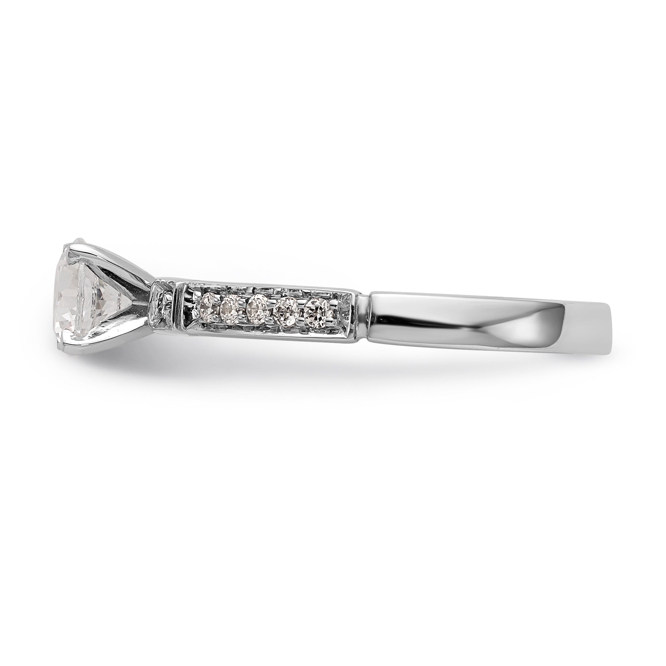 14K White Gold Diamond Peg Set Engagement Ring