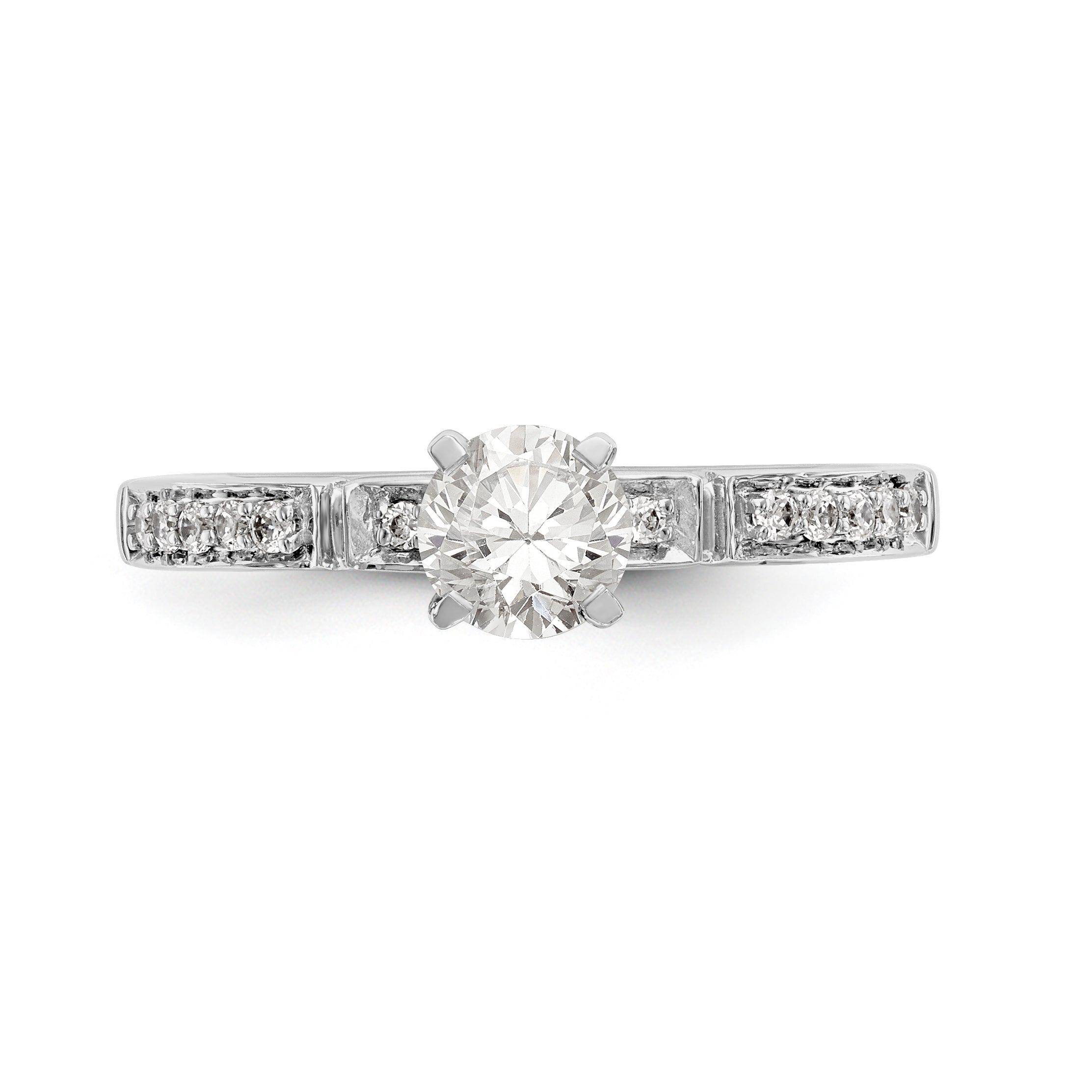 14K White Gold Diamond Peg Set Engagement Ring