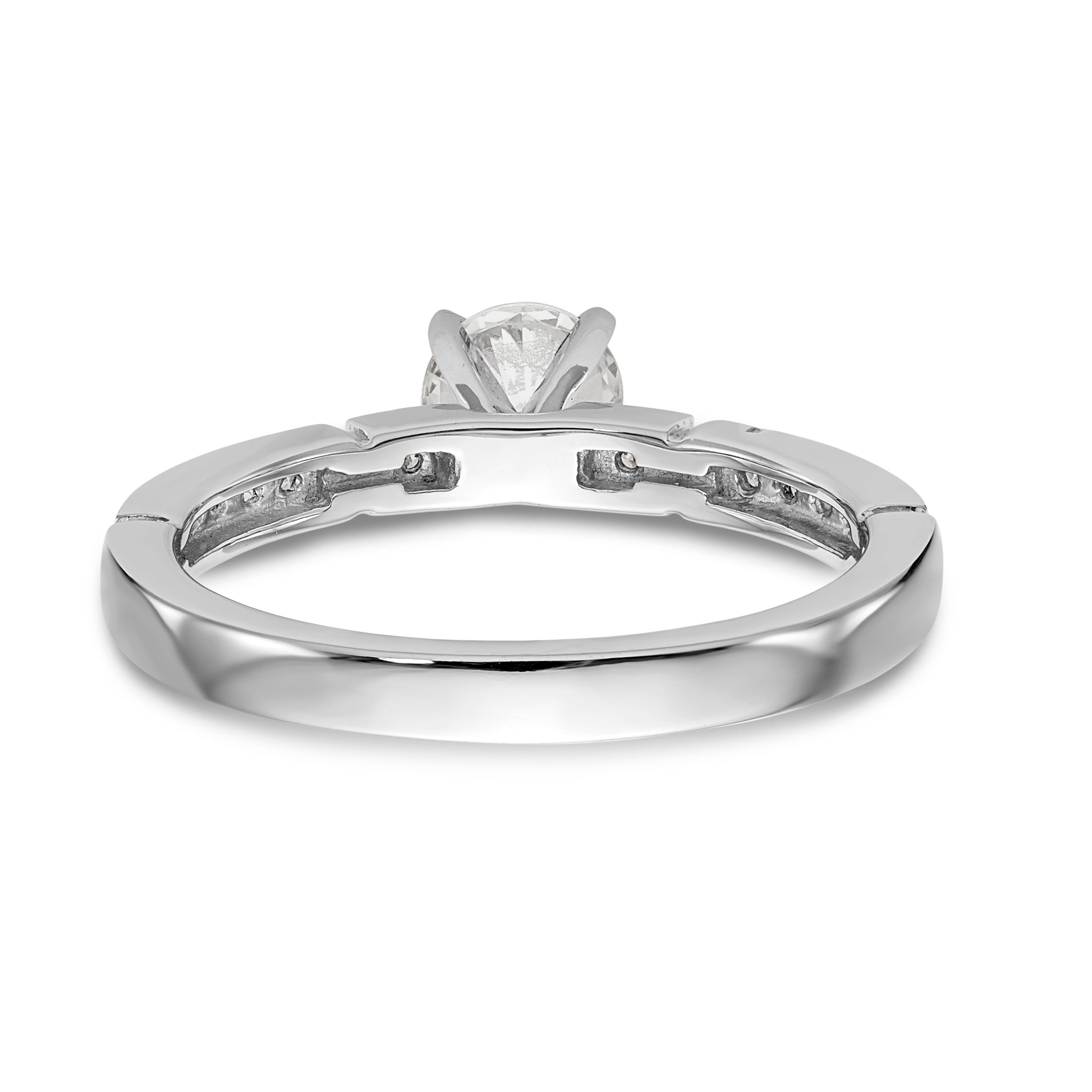14K White Gold Diamond Peg Set Engagement Ring