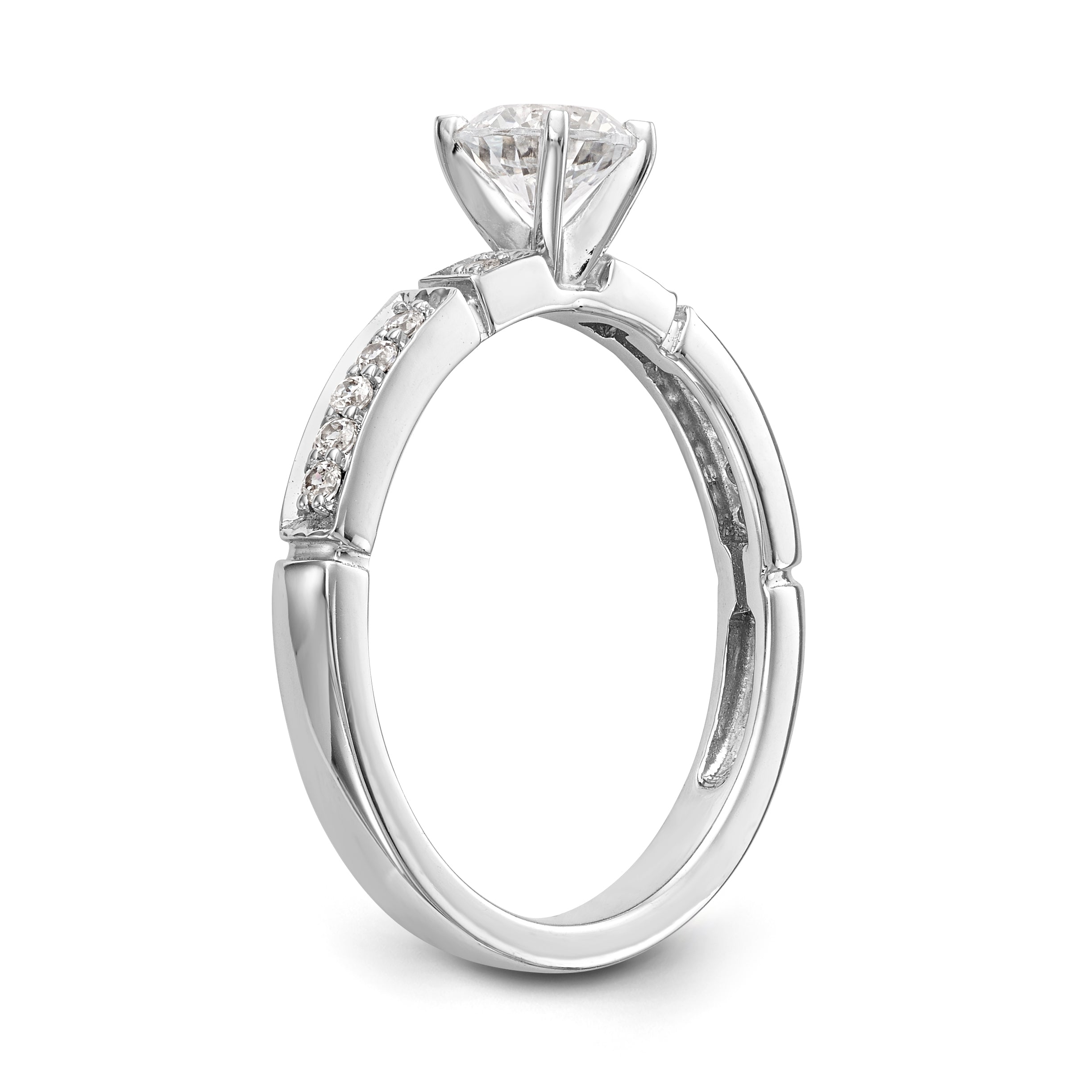 14K White Gold Diamond Peg Set Engagement Ring