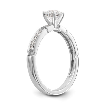 14K White Gold Diamond Peg Set Engagement Ring