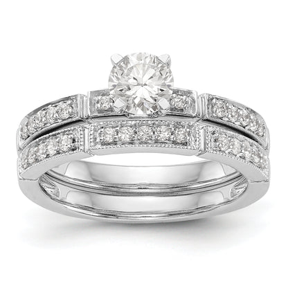 14K White Gold Diamond Peg Set Engagement Ring