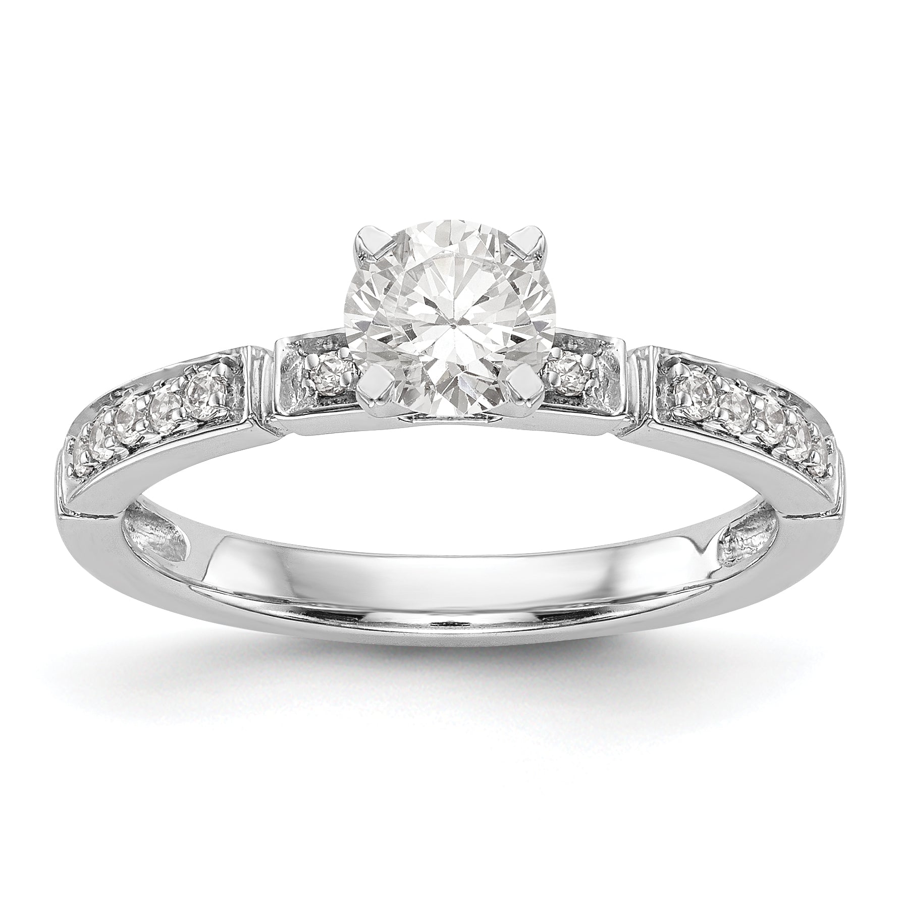 14K White Gold Diamond Peg Set Engagement Ring
