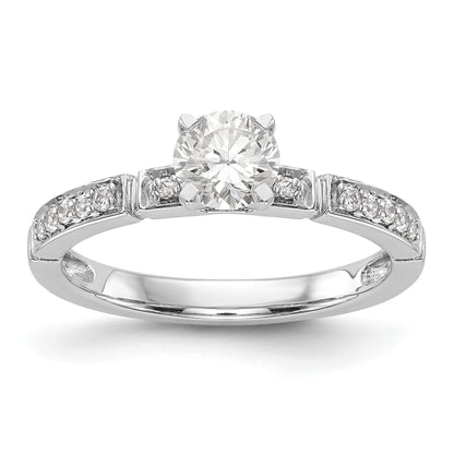 14K White Gold Diamond Peg Set Engagement Ring