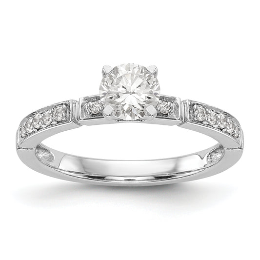 14K White Gold Diamond Peg Set Engagement Ring