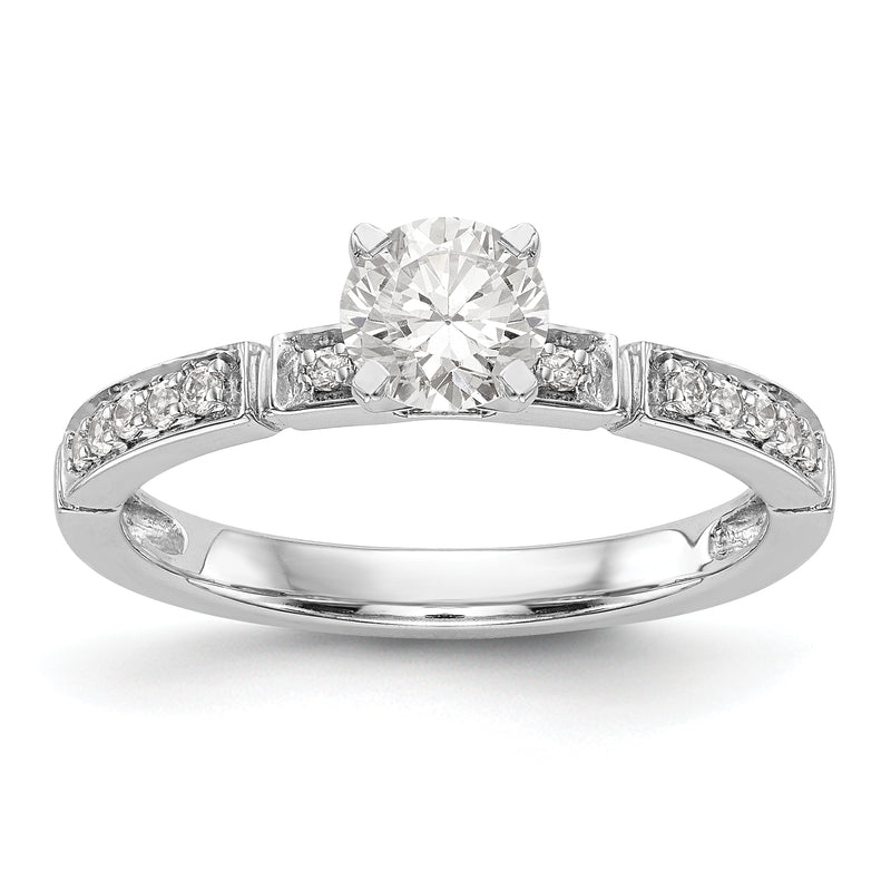 14K White Gold Diamond Peg Set Engagement Ring