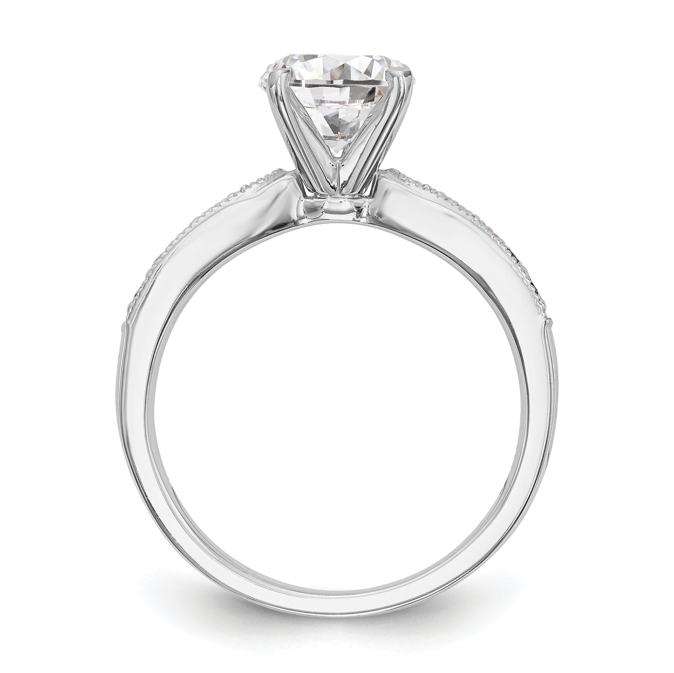 14K White Gold Diamond Peg Set Engagement Ring