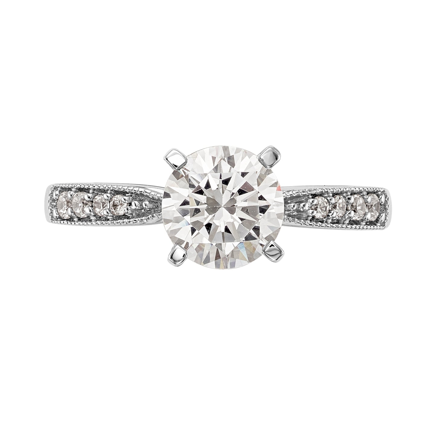 14K White Gold Diamond Peg Set Engagement Ring