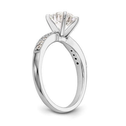 14K White Gold Diamond Peg Set Engagement Ring