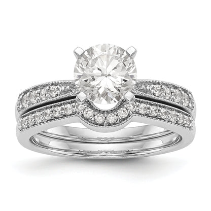 14K White Gold Diamond Peg Set Engagement Ring