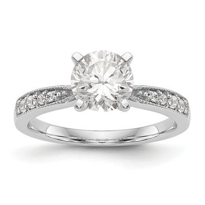 14K White Gold Diamond Peg Set Engagement Ring
