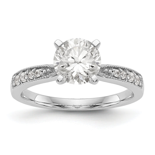 14K White Gold Diamond Peg Set Engagement Ring