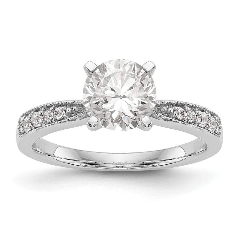 14K White Gold Diamond Peg Set Engagement Ring