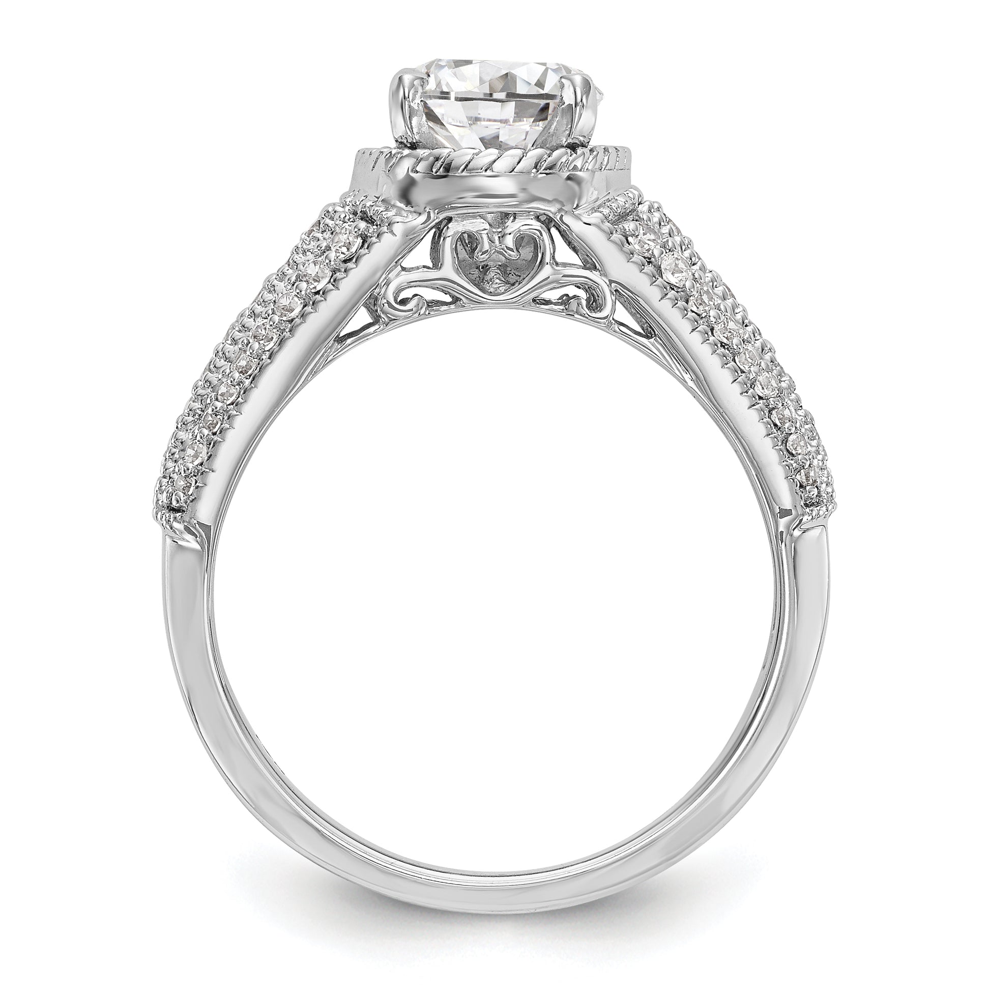 14K White Gold Diamond Peg Set Engagement Ring