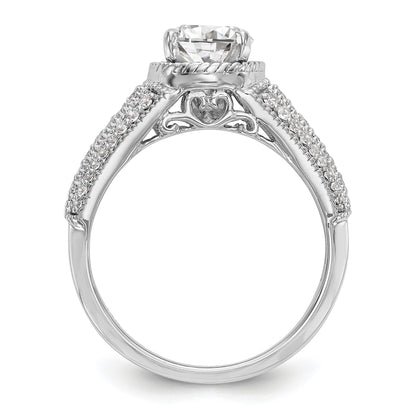 14K White Gold Diamond Peg Set Engagement Ring