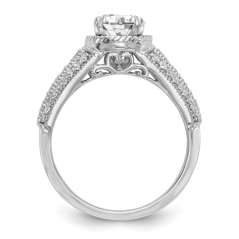 14K White Gold Diamond Peg Set Engagement Ring