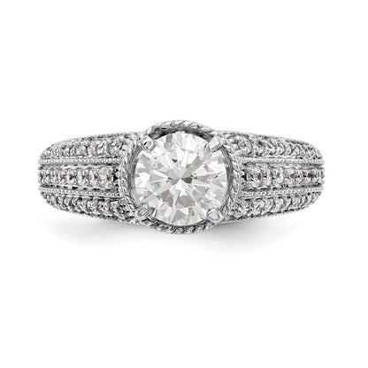 14K White Gold Diamond Peg Set Engagement Ring