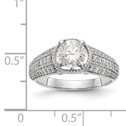 14K White Gold Diamond Peg Set Engagement Ring