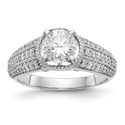 14K White Gold Diamond Peg Set Engagement Ring