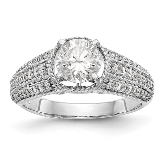 14K White Gold Diamond Peg Set Engagement Ring