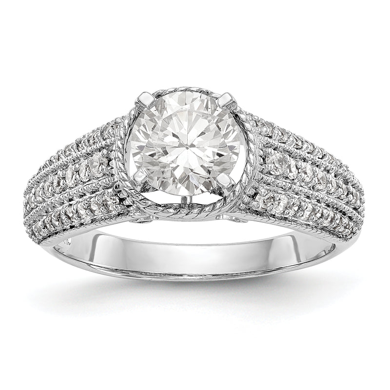 14K White Gold Diamond Peg Set Engagement Ring