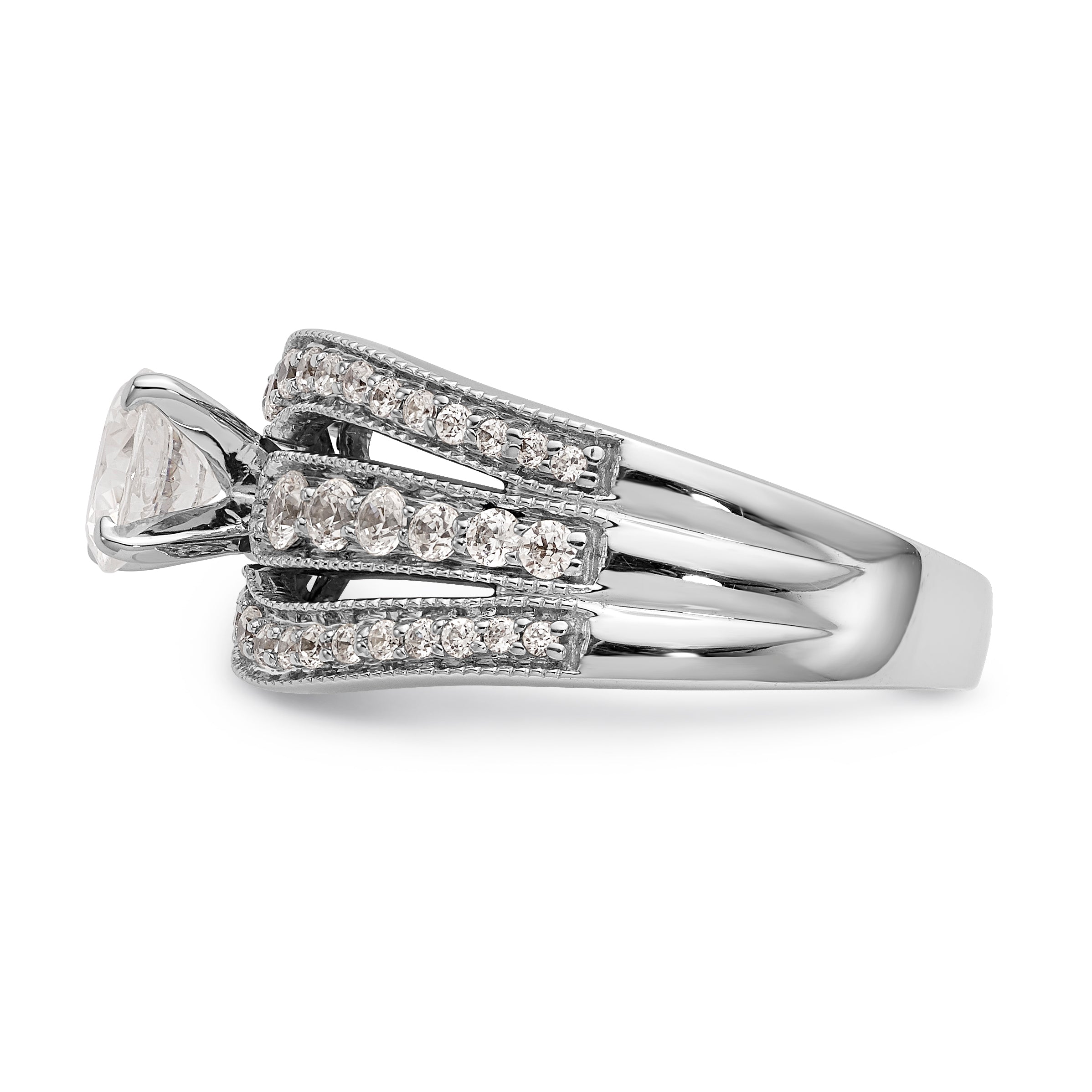 14K White Gold Diamond Peg Set Engagement Ring